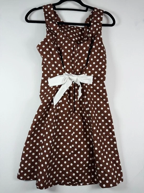 Wild Fable™ Women's Sleeveless Tie Mini Dress - Brown Polka Dots - M - Picture 9 of 15